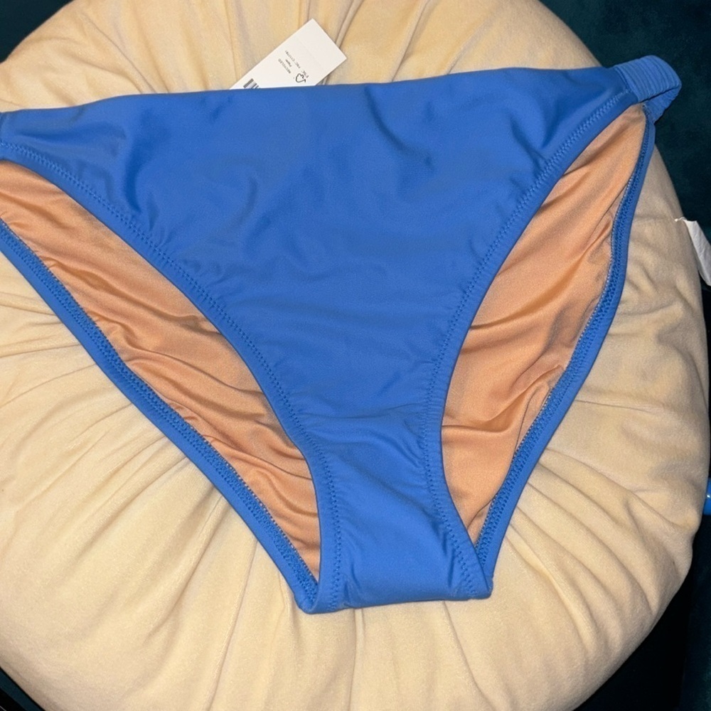 J Crew Bikini Bottom Ribbed Trim Blue Sting Hipster Sexy Cheeky Beachy Lined - Picture 7 of 7